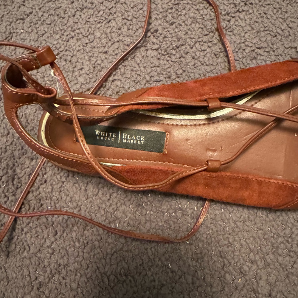 White House Black Market Brown Lace-Up Flats - Picture 3 of 5